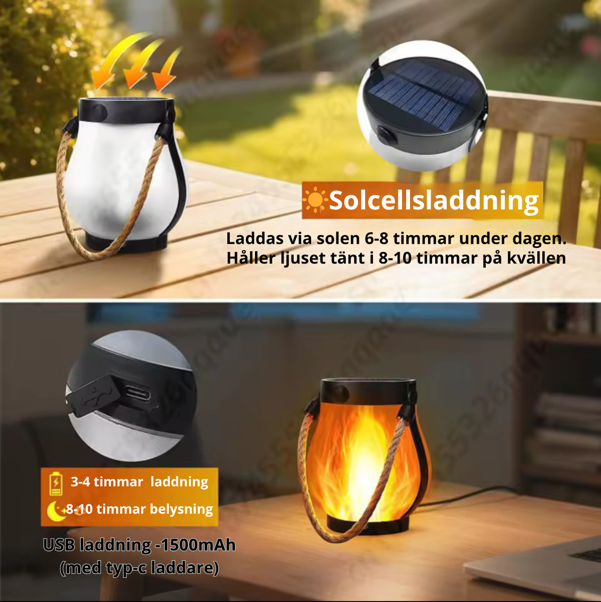 Solflame™ | Solcellsdriven utomhuslampa
