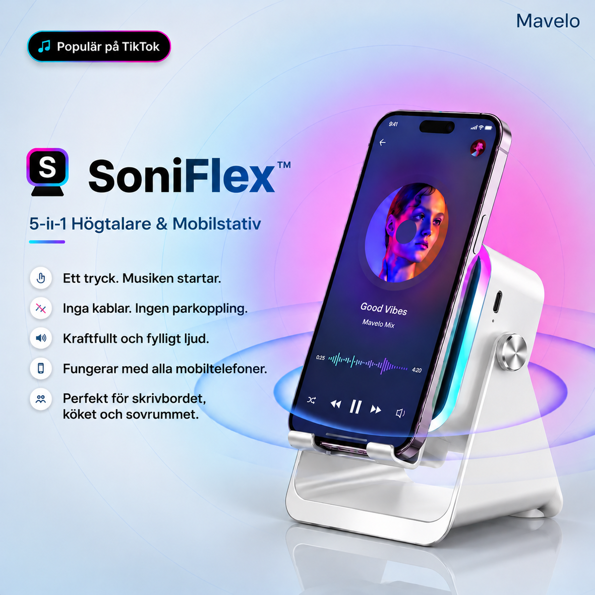 SoniFlex™ | 5-i-1 Bluetooth-högtalare med smart mobilstativ