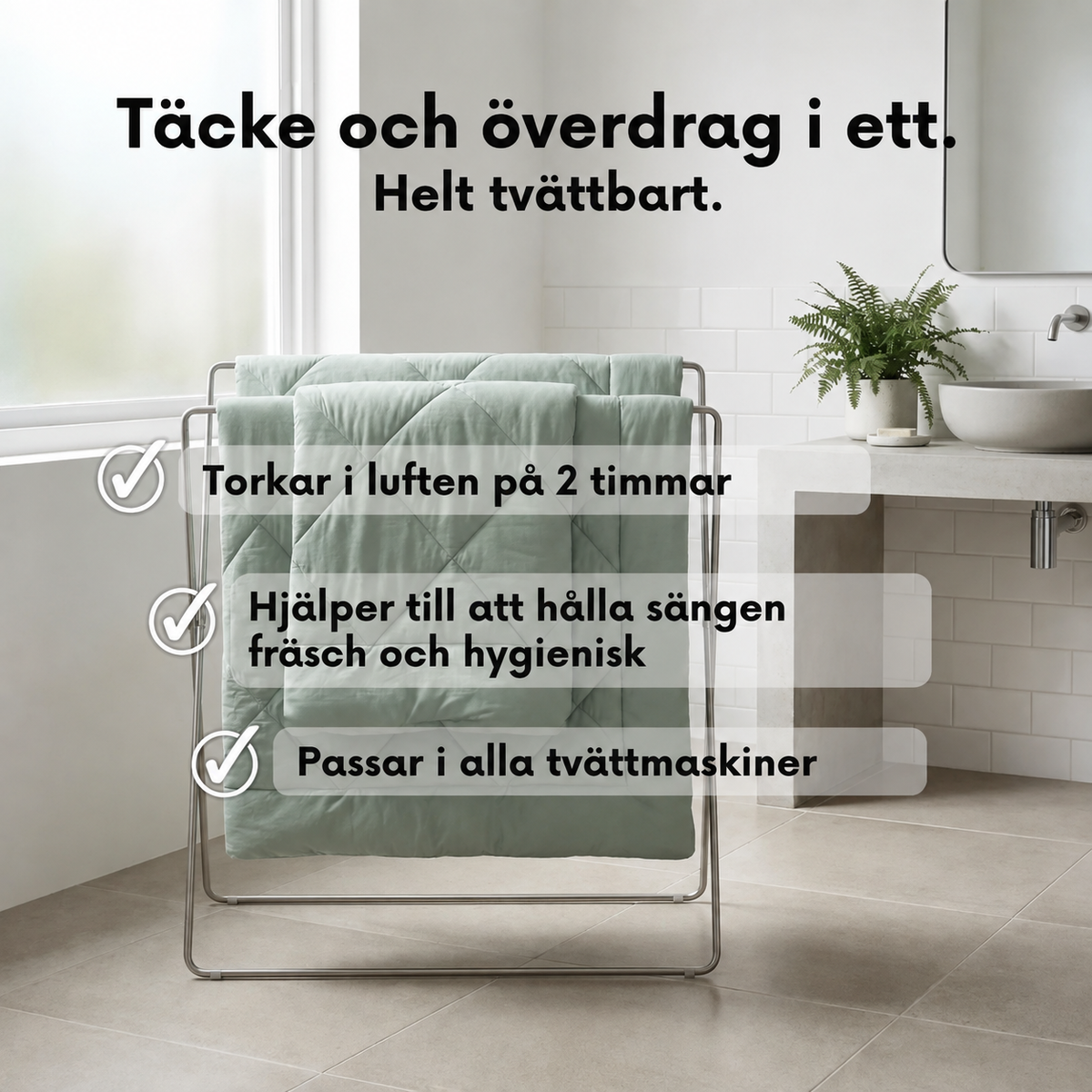 Sovelia™ | Tvättbart allt-i-ett-täcke utan påslakan