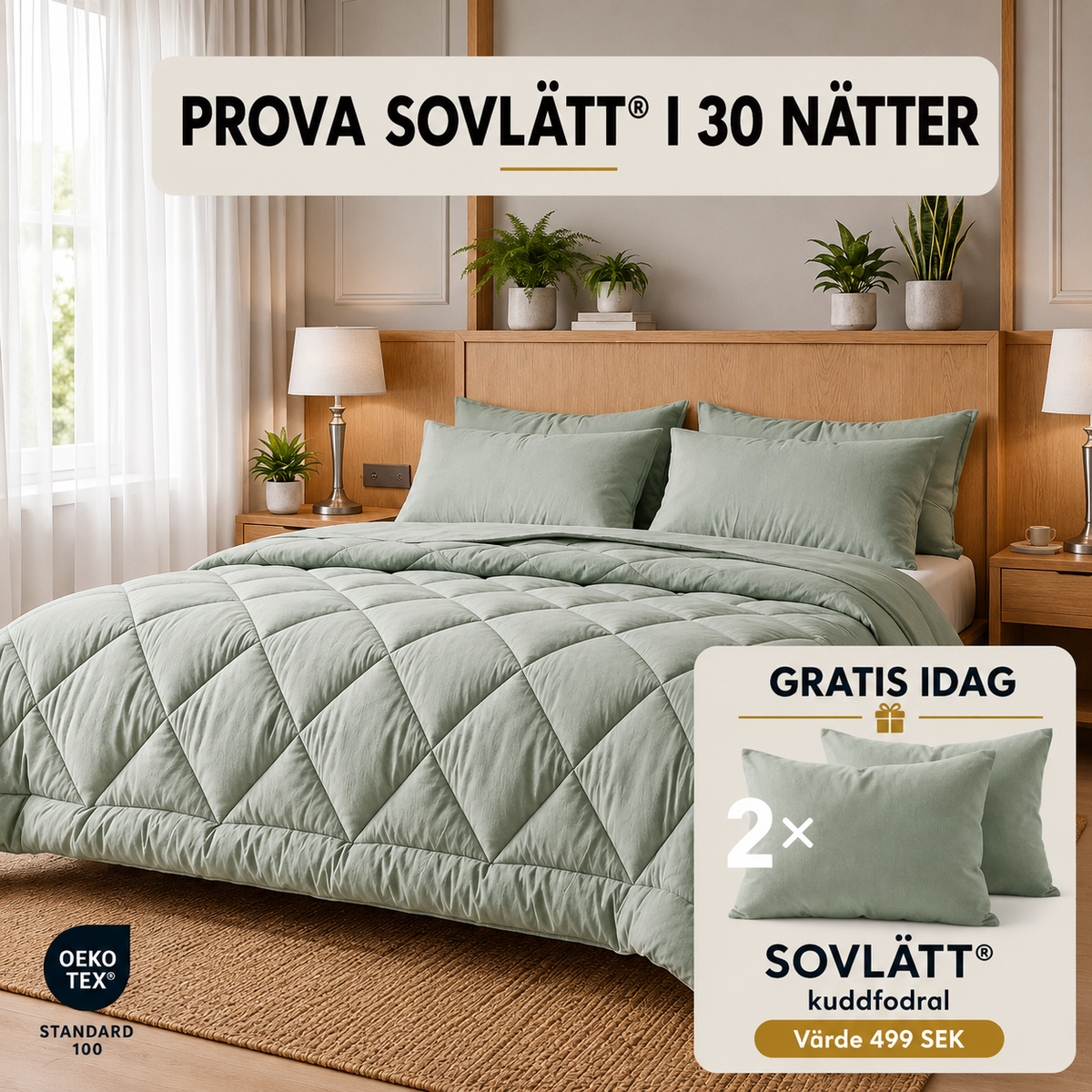 Sovelia™ | Tvättbart allt-i-ett-täcke utan påslakan