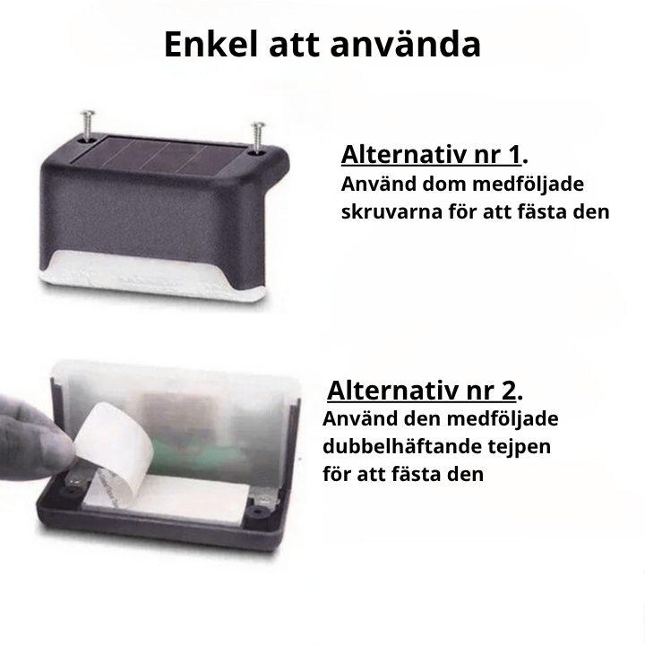 Solvéra™ | Solcellsdriven LED-lampa för trappa och terrass