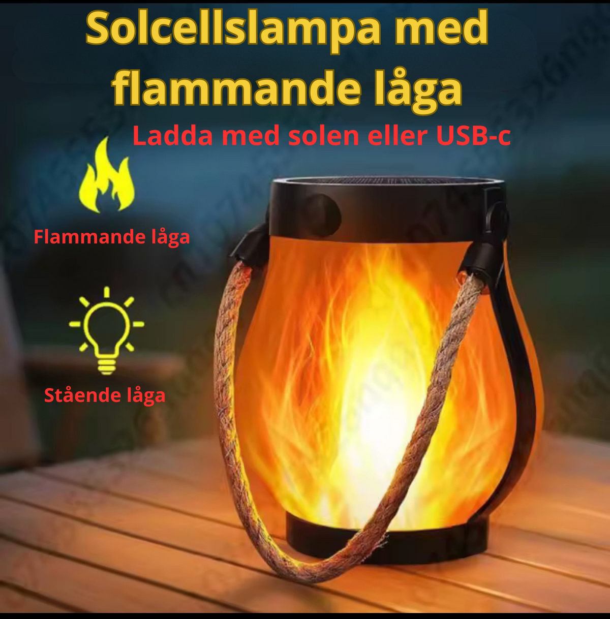 Solflame™ | Solcellsdriven utomhuslampa
