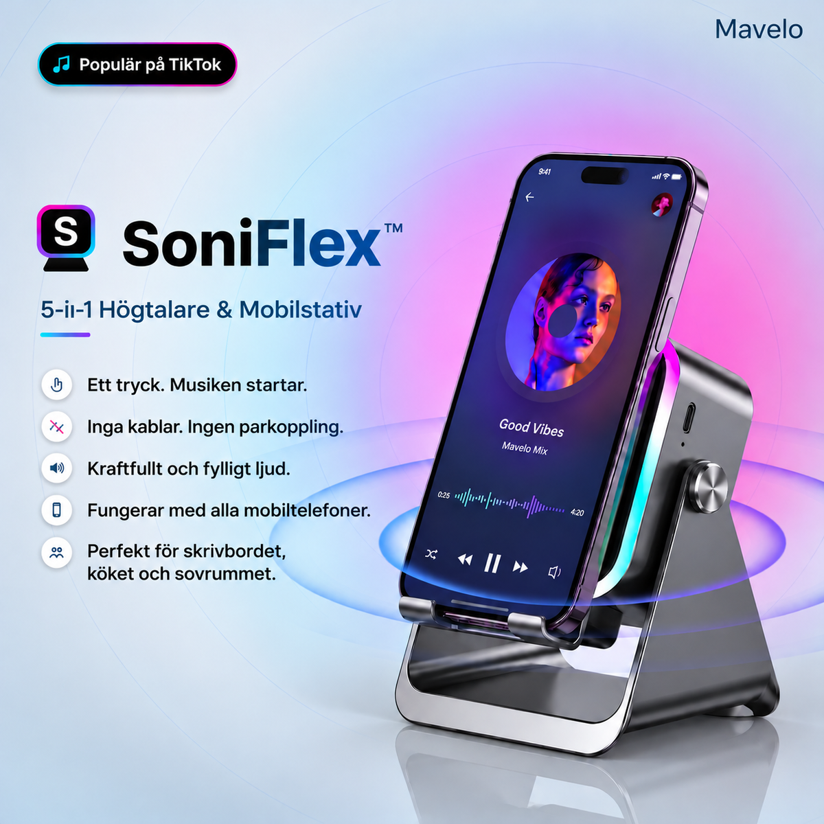 SoniFlex™ | 5-i-1 Bluetooth-högtalare med smart mobilstativ