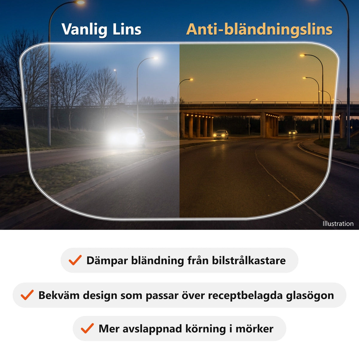 Noxiva™ | Polariserade överdragsglasögon för nattkörning