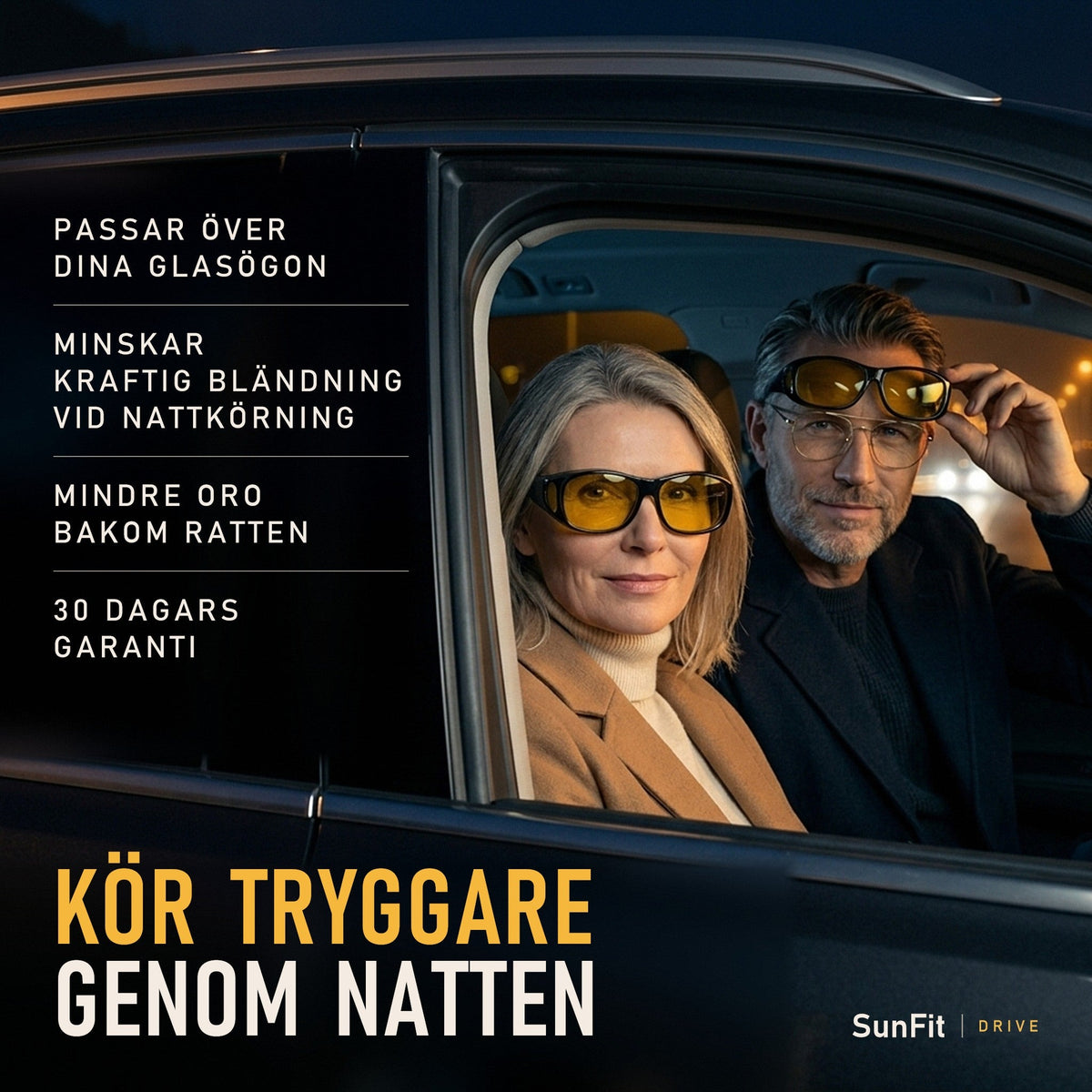 Noxiva™ | Polariserade överdragsglasögon för nattkörning